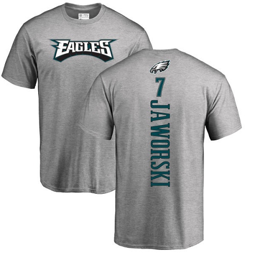 Men Philadelphia Eagles #7 Ron Jaworski Ash Backer NFL T Shirt->nfl t-shirts->Sports Accessory